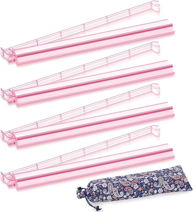 Mahjong Racks with Pushers, 4PCS Set Clear Acrylic American Mahjong Accessories All-in-One Tile Rack & Pusher Gifts (Pink)