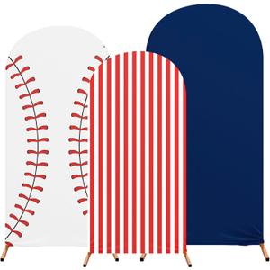 3 Set Baseball Theme Arch Backdrop Stand Covers Sport Background Arched Stretchy Fabric Backdrop Cover for Boys Birthday Baseball Party Decoration