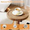 Rubber Wood Round Side Table, Solid Wood Small Drink Table for Small Spaces, Modern Accent Tables, End Tables for Living Room, Bedroom and Office (Brown, 9.4 Inch)