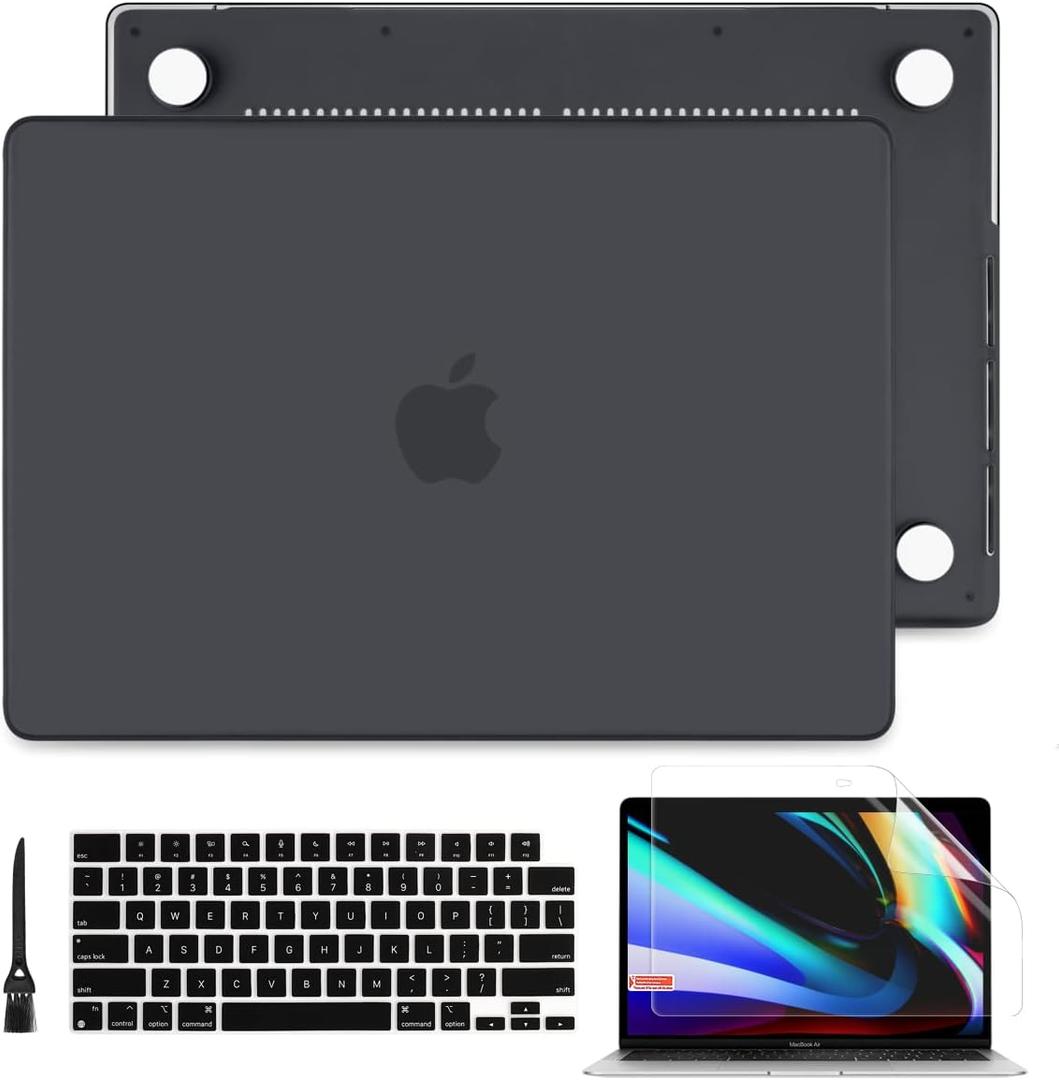 Batianda for New MacBook Pro 14 inch Case M4 M3 M2 M1 Pro/Max Chip 2024 2023 2021 Release, Frosted Rubberized Hard Shell Case with Keyboard Cover Screen Protector, Matte Black