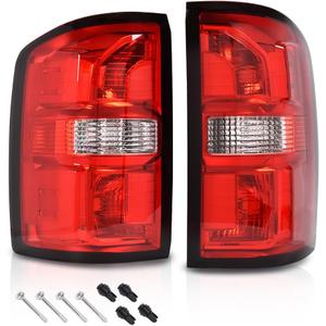 Tail Lights w/o Bulbs Compatible with GMC Sierra 1500 2014-2018/ GMC Sierra 2500 HD 2015-2019/ GMC Siera 3500 HD 2015-2019 Red lens Clear Bottom