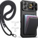 SSLOTSCASE for iPhone 17 Pro Max Case with Phone Lanyard Crossbody (2X Tabs), Card Holder & Kickstand & Slide Camera Lens Cover & Camera Stand, Rugged Durable Case Cover for iPhone 17 Pro Max, Black