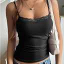 SOLY HUX Women's Lace Camisole Top Spaghetti Strap Slimming Tank Tops Aesthetic Clothes (Pure Black)
