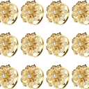 KPOSIYA Flower Napkin Rings Holder Metal Black Napkin Rings Set of 50 for Wedding Party Holiday Banquet Christmas Dinner Delicate Serviette Buckles Decor Favor (50, Gold)