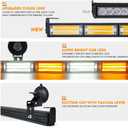Xprite 35" COB Emergency Strobe Traffic Advisor Light Bar w/ 21 Flash Patterns, Directional Flashing Safety Strobe Light, for Vehicles Trucks SUV ATV Cars (White&Amber)