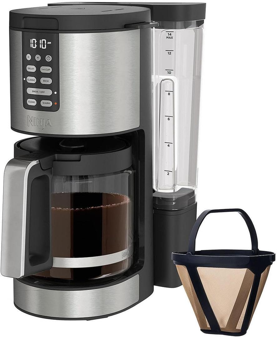 Ninja 14 Cup , Programmable Coffee Maker XL Pro with Permanent Filter, 2 Brew Styles Classic & Rich, 4 Programs Small Batch, Delay Brew, Freshness Timer & Keep Warm, Stainless Steel, DCM201