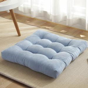Corduroy Thick Square Seat Cushion Patio Chairs Pad Outdoor Superior Breathable Comfort and Softness Outside Seat Cover Washable,20" L X 20" W X 3.5" H (Light Blue)