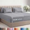 Extra Deep Split King Sheet Set - 7 Piece Breathable and Cooling Sheets - Hotel Luxury Bedding for Women, Men, Kids & Teens - Easy Secure Fit - Soft & Wrinkle Free - Extra Deep Pockets - Steel Blue
