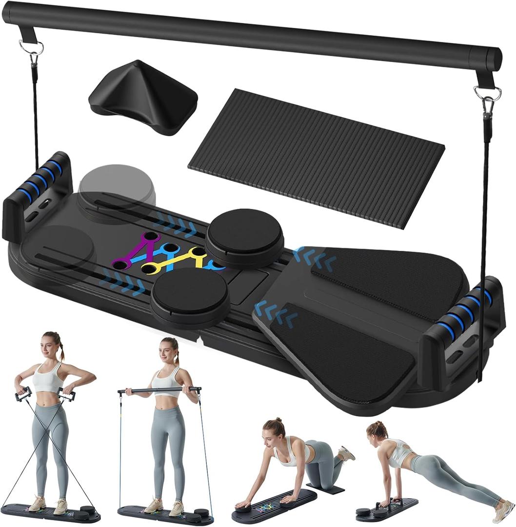 Pilates Board - Pilates Reformer Set, 6 in 1 Pilates Boards for Home Workout, Portable and Foldable Pilates Reformers, Multifunctional Reformer Pilates Machine, Pilates Board for Women (Black)
