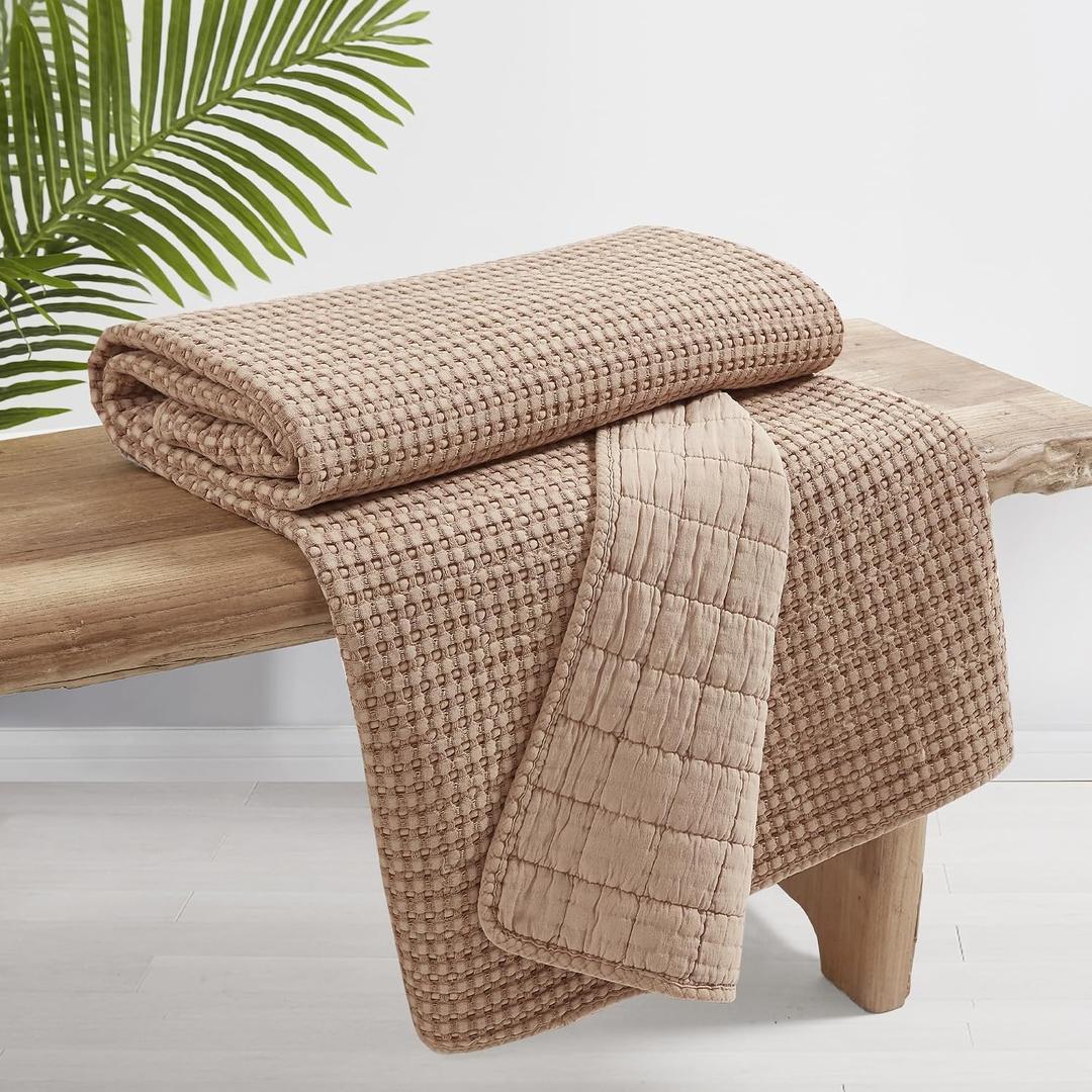Levtex Home - Mills Waffle - Throw - Blush Cotton Waffle - Throw Size 50 x 60in.