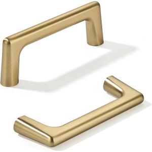 khtumeware 2 Pack Brushed Brass Cabinet Pulls 3-3/4 Inch(96mm) Hole Centers Satin Gold Cabinet Pulls Kitchen Cabinet Hardware for Cupboard Drawer Handles Dresser Pulls