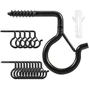 15 Pack Q Hanger Hooks Outdoor Screw Hooks with Safety Buckle Design, Easy Release Outdoor Wire & Christmas Light Hanger