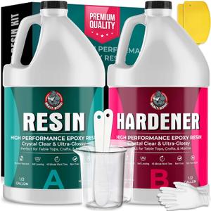 Epoxy Resin - Ultra-Gloss 1 Gallon Kit, Crystal Clear, Self-Leveling, UV & Impact Resistant Resin Kit for Art, Jewelry, Tables & Countertops, Easy 1:1 Mix, DIY Crafts