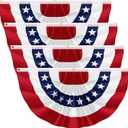 4Pack 2X4FT American Pleated Fan Flag, USA Patriotic Half Fan Bunting Flag, 4th of July Decorations Flags, Red White and Blue Independence Day Decor Indoor Outdoor