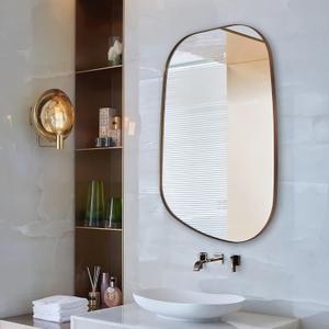 ANDY STAR Irregular Mirror | Asymmetrical Mirror for Wall 22x30” Brushed Gold Framed, Modern Wall Mirror for Bathroom Living Room Entryway Bedroom, Stainless Steel 1” Deep Set Design