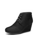 DREAM PAIRS TOMSON Women's Casual Fashion Outdoor Lace Up Low Wedge Heel Booties Shoes black 7.5 B(M) US