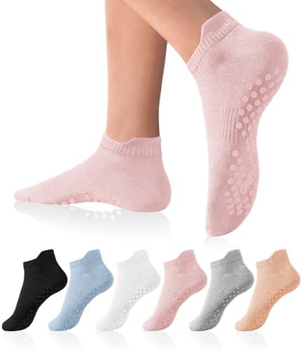 DIBAOLONG Pilates Socks with Grips for Women Yoga Socks Non Slip for Hospital, Pergnancy, Barre, Ballet, Dance, Workout 6 Pairs