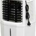 White and Black Portable Air Conditioner Fan, Evaporative Air Cooler with Remote Control, 3 Fan Speeds, 1600ml Water Tank, 2/4/8 Hour Timer, Adjustable Airflow, for Bedroom Office Desk