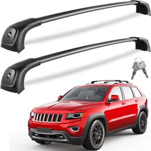 KINGGERI Lockable 260lbs Roof Racks Cross Bars Fit for Jeep Grand Cherokee 2011-2021 with Grooved Side Rails(NOT for Raised Side Rails), Heavy Duty Anti-Theft Aluminum Rails Crossbars Cargo Kayak