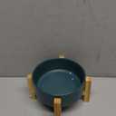 Raised Ceramic Cat Bowl - Cat Food Bowl with Bamboo Stand - Elevated Dog Food Dish for Puppies - Comfort Eating - 13.5 oz - 400 ml - Green (Small)