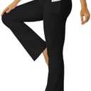 FOHOFO Yoga Pants Women, Flare Leggings for Women with Pockets Crossover High Waisted Bootcut Yoga Pants, Size M