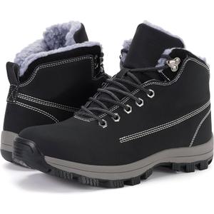 WHITIN Men's Waterproof Cold-Weather Snow Boots (10, Black)