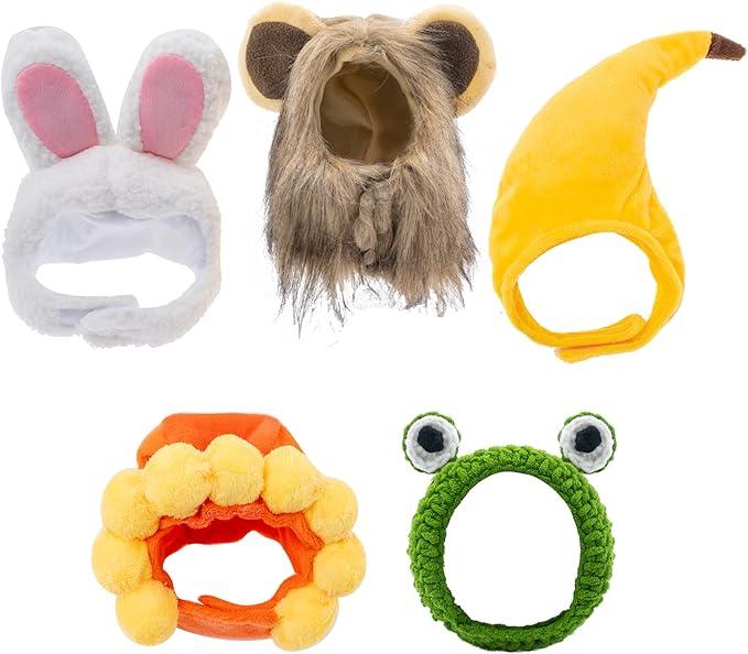 5Pcs Cat Hat, Dog Hat, Cute Small Cat Costume Clothes Adjustable Pet Hat Party Costume Accessories Photo Prop for Cat Kitten Puppy Pet, Animal-Safe Materials, M
