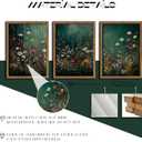 Vintage Wildflower Wall Art Set of 3, Moody Dark Green Flower Botanical Wall Decor Paintings,Nature Floral Farmhouse Landscape Posters Prints Pictures for Living Room Bedroom 16x24 Inch Wood Framed