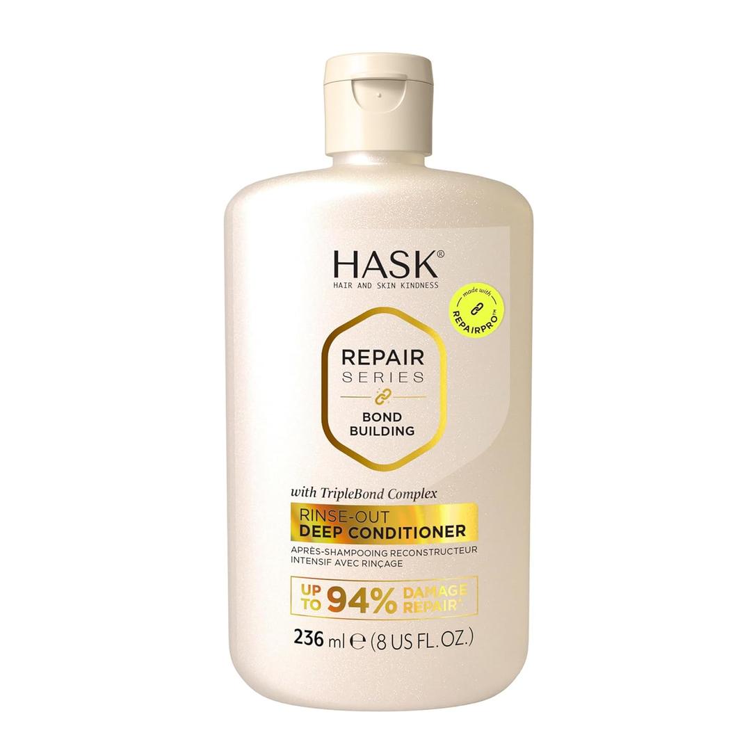 HASK Bond Building Rinse-Out Deep Conditioner with Triple Bond Complex & Argan Oil, Repairs Damage, Softens, Adds Moisture, Sulfate-Free, Cruelty-Free, Color-Safe  8 oz