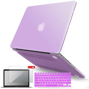IBENZER Compatible with MacBook Pro 13 Inch Case 2015 2014 2013 end 2012 A1502 A1425, Hard Shell Case & Keyboard Cover & Screen Protector for Old Version Apple Mac Retina 13, Purple, R13PU+2A