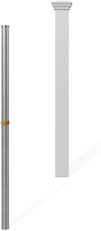 3.5ft Tall (1 Post) Fence Finishing Post for WamBam All American No Dig White Picket Fence, Easy Install Outdoor Fence for Backyard or Patio, Outdoor Fencing, No Dig Fence Panels, ZP19046