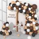 Western Balloon Garland Arch Kit, 124PCS Brown Black Blush White Balloons and Horse Balloons for Boy First Rodeo, Wild West Country Cowboy Birthday Decorations Farm Fiesta Party Decorations