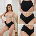 6 Pack Womens Underwear Ribbed High Waisted Cotton Briefs Full Coverage Cheeky Soft Ladies Panties Breathable (XL)