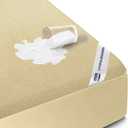Full Size Mattress Protector Waterproof, Premium 200 GSM Terry Mattress Cover, Soft & Breathable Bed Cover, Fitted Sheet Style Stretchable Deep Pockets 15" by Utopia Bedding (Beige)