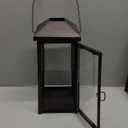 LumaBase Solar Powered Lantern with LED Candle, Traditional, Black, 11", 62401