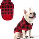 KOOLTAIL Plaid Dog Hoodie Pet Clothes Sweater with Hat and Pocket for Small Medium Large Size Dogs, Soft Winter Warm Dog Cold Weather Coat, Fleece Fall Dog Hooded Sweatshirt for Puppy Cats, Red S/M