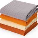 david's kids 4 Pack Baby Muslin Swaddle Blankets 47" x 47", 100% Cotton Swaddling Blankets Wrap for Boys Girls, Ultra Soft Breathable Receiving Blanket, New Born Essentials, Brown&Grey&Ginger&Beige