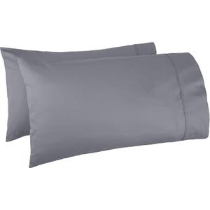 Amazon Basics 400 Thread Count 100% Cotton Pillow Cases, Sateen Weave, King, Dark Gray, 40" x 20", Set of 2, Pillows Not Included