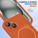 Miracase Magnetic for iPhone 15 Case, [Soft Anti-Scratch Microfiber Lining], Compatible with MagSafe, Liquid Silicone Case Shockproof Drop Protection Phone Case for 15,Orange
