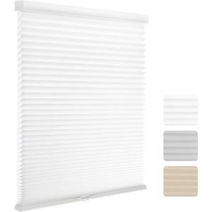 MYshade 1.5-Inch Cellular Cordless Light Filtering Shades,Thermal Insulating Noise Reducing Waterproof Blinds,Honeycomb Window Treatments for Indoor Light Control (White-24 W x 64" H) (White-light Filtering)