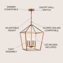 JONATHAN Y 16" Antique Gold Lantern Pendant Light, 4-Light Pagoda Style Metal Cage Farmhouse Hanging Ceiling Fixture for Kitchen Island, LED Bulb Included (JYL7437B)
