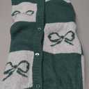 Saodimallsu Womens Checkered Sweater Bow Color Block Plaid Cardigan Long Sleeve Button Open Front Knit Coat (Medium, Black)