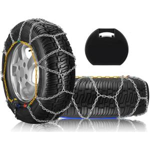 SCITOO HKN130 Snow Chains For Car Pickup Trucks SUV,Universal Emergency Tire Traction Chain,Anti-Skid Thickening Tire Chains Width 215 225 235 245 255 275mm(17" 18" 19" 20")- Set of 2