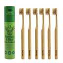 Gaia Guy Natural Bristle Bamboo Toothbrush (NO Nylon - Boar Hair ONLY) - Totally Compostable & Biodegradable Boar Bristle and Bamboo Toothbrushes - Zero Waste - 6-Pack
