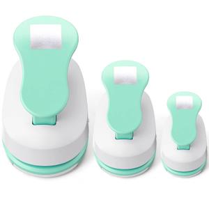 CHENGU 3 Pack Square Craft Hole Punch Corner to Corner 2, 1 and 5/8 Inch Punch Paper Punchers with 10 Pcs Sticker, Cutter Green for Card Making Scrapbook DIY Albums Photo Office Supplies