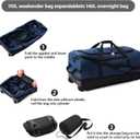 Rolling Duffle Bag with Wheels,110L/140L Expandable Soft-Sided Foldable Duffle Bag with 2 Rubber Wheels,Packable 32 Rolling Carry-On with Multi-Pockets & Compartments (Dark blue)