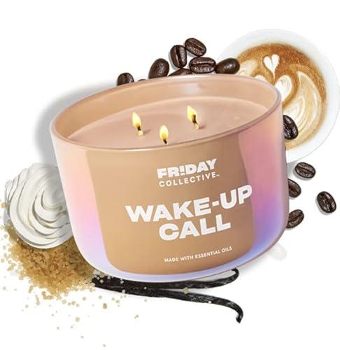 Friday Collective Wake-Up Call Candle, Sweet & Spicy Scented, Made with Essential Oils, 3 Wicks, 13.5 oz