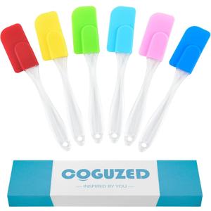 CoguZed 6 Piece Mini Silicone Spatula Set, Small Rubber Spatulas Handle, Heat Resistant, Non-Stick for Baking, Cooking, Mixing, Perfect Small Spatulas for Kitchen Use