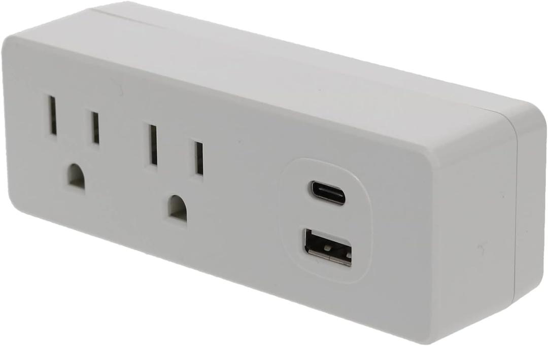 Prime PBUC013 2-Outlet Wall Tap with USB-A and USB-C Chargers