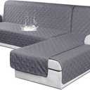 VANSOFY Sectional Couch Covers 100% Waterproof L Shaped Sofa Slipcover 3pcs Reversible Chaise Lounge Cover for Sectional Sofa Furniture Protector Cover for Pets Dog Cat(Large, Dark Gray)